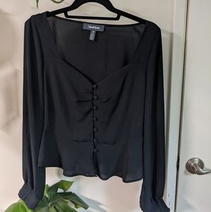 Mod Cloth black chiffon peplum blouse